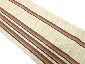 アンティーク　綿紬　縞模様織り出し全通袋帯（材料）